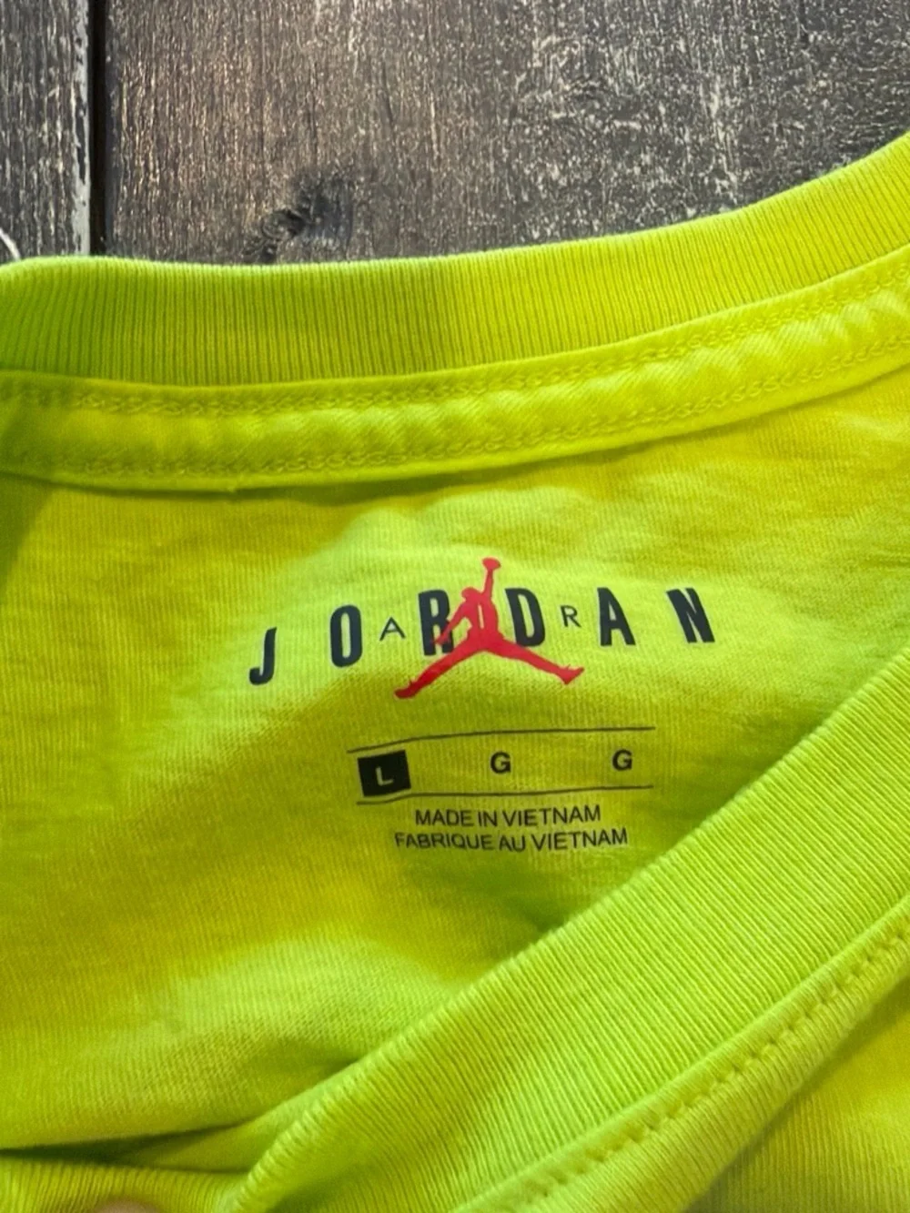 Jordan Neon Yellow Tee with Red Jumpman and Black Logo